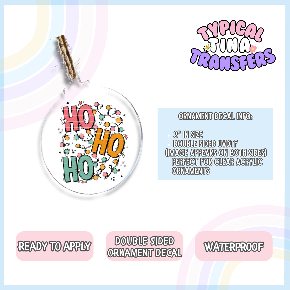 ho Ho Ho | 3" Ornament Decal